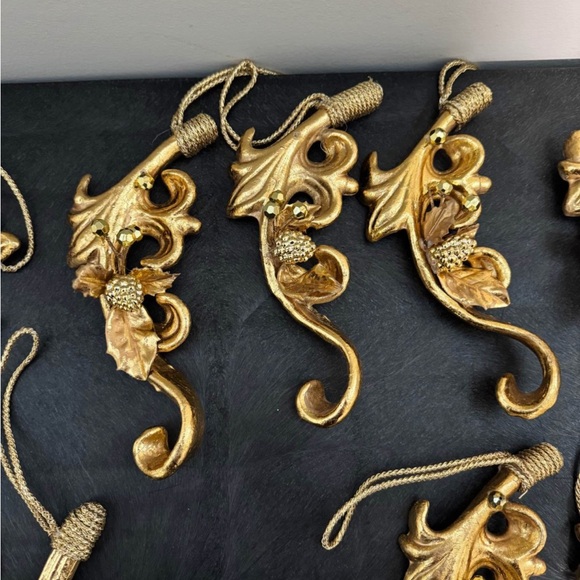 RESERVED Vintage Inspired Gold Ornate Leaf Christmas Ornaments Baroque Decor - Picture 3 of 4